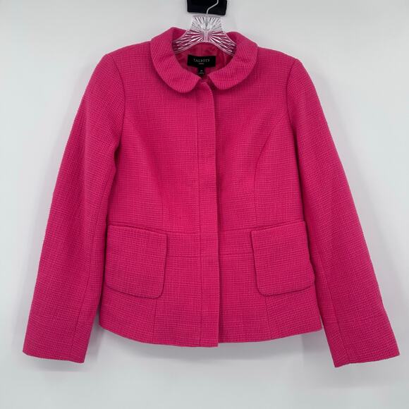 NWT Talbots Full Zip Blazer Suit Jacket Pink Office Bright Career Womens Size 4P - Picture 3 of 13